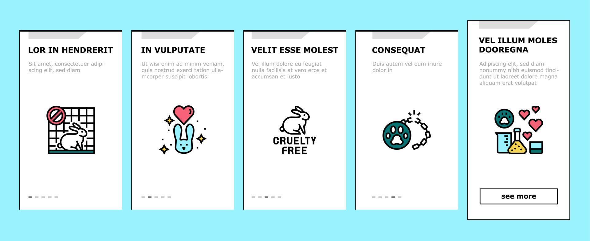 wreedheid gratis dieren onboarding pictogrammen instellen vector