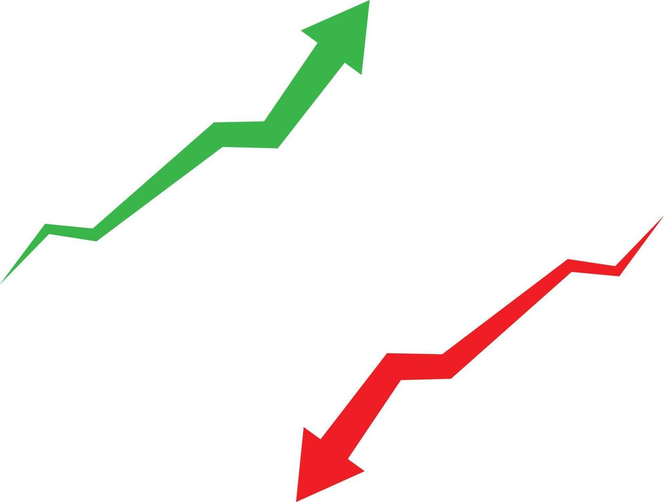 pijl omhoog en omlaag pictogram op witte achtergrond. pijl teken. vlakke stijl. rode pijl symbool. groene pijl symbool. vector