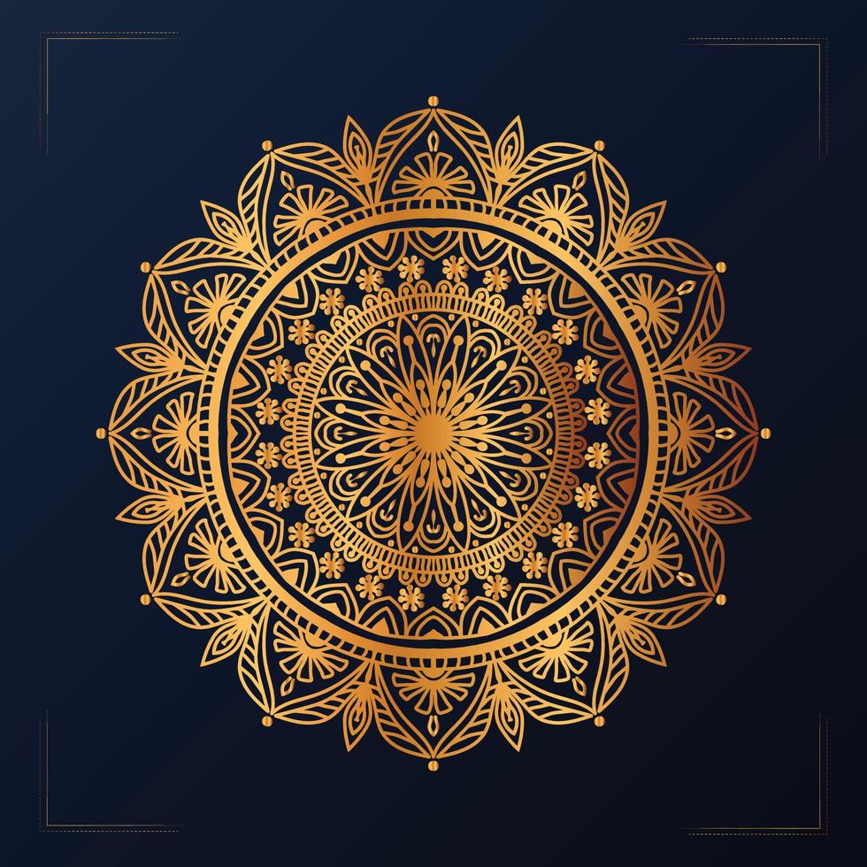 luxe sier mandala ontwerp achtergrond in gouden kleur vector