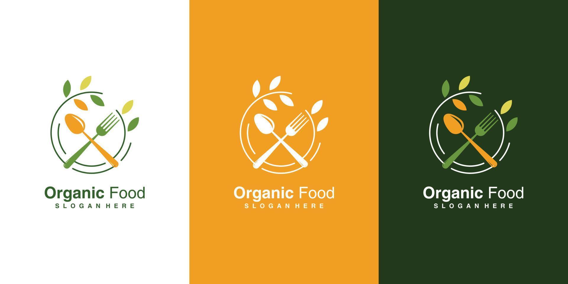 ecofood pictogram logo ontwerp met creatieve element organische stijl premium vector