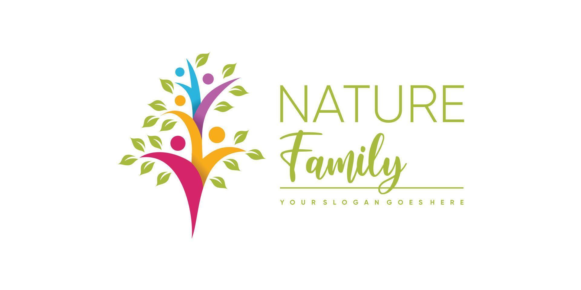 natuur familie pictogram logo ontwerp met creatieve moderne stijl premium vector