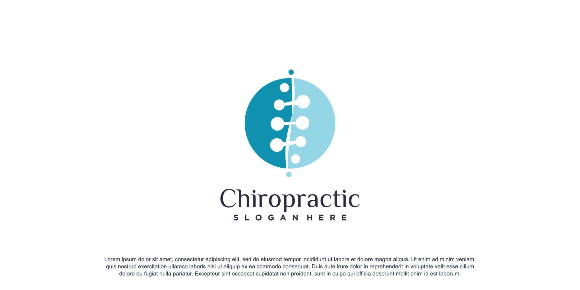 chiropractie logo voor massage en zaken met creatief element concept premium vector