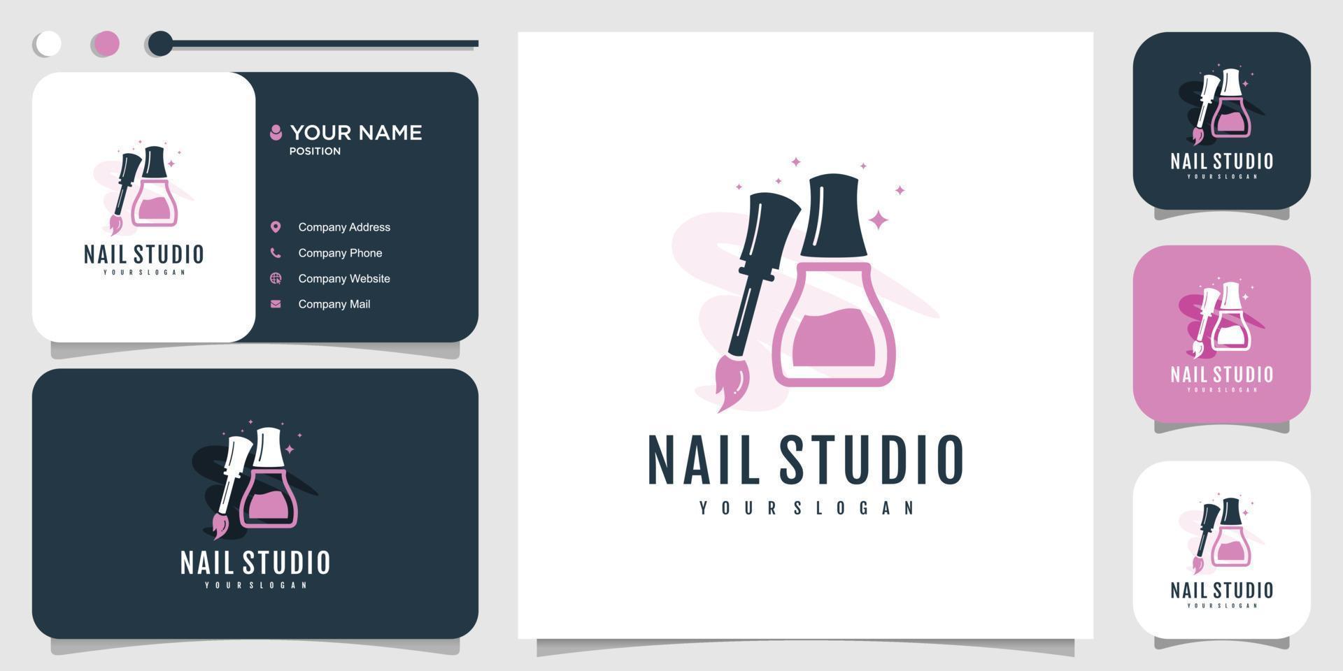 nagel schoonheid logo-ontwerp met creatieve elementstijl voor mode premium vector