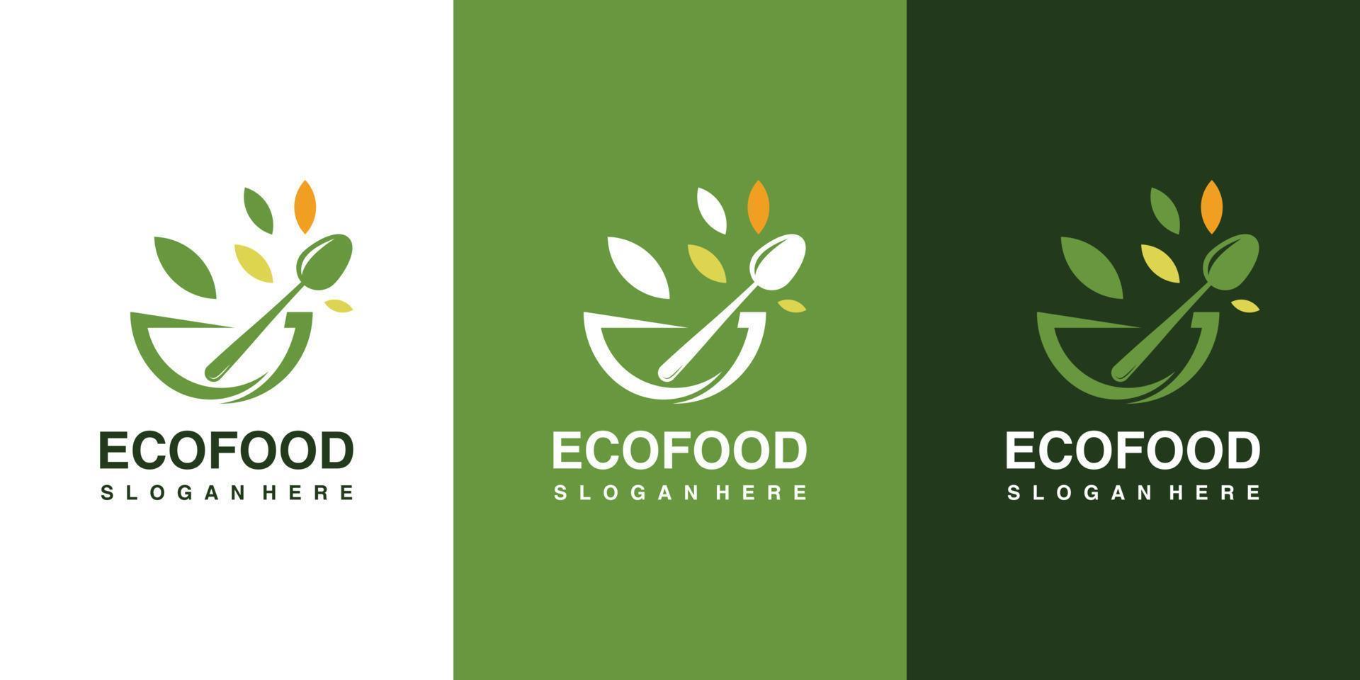 ecofood pictogram logo ontwerp met creatieve element organische stijl premium vector