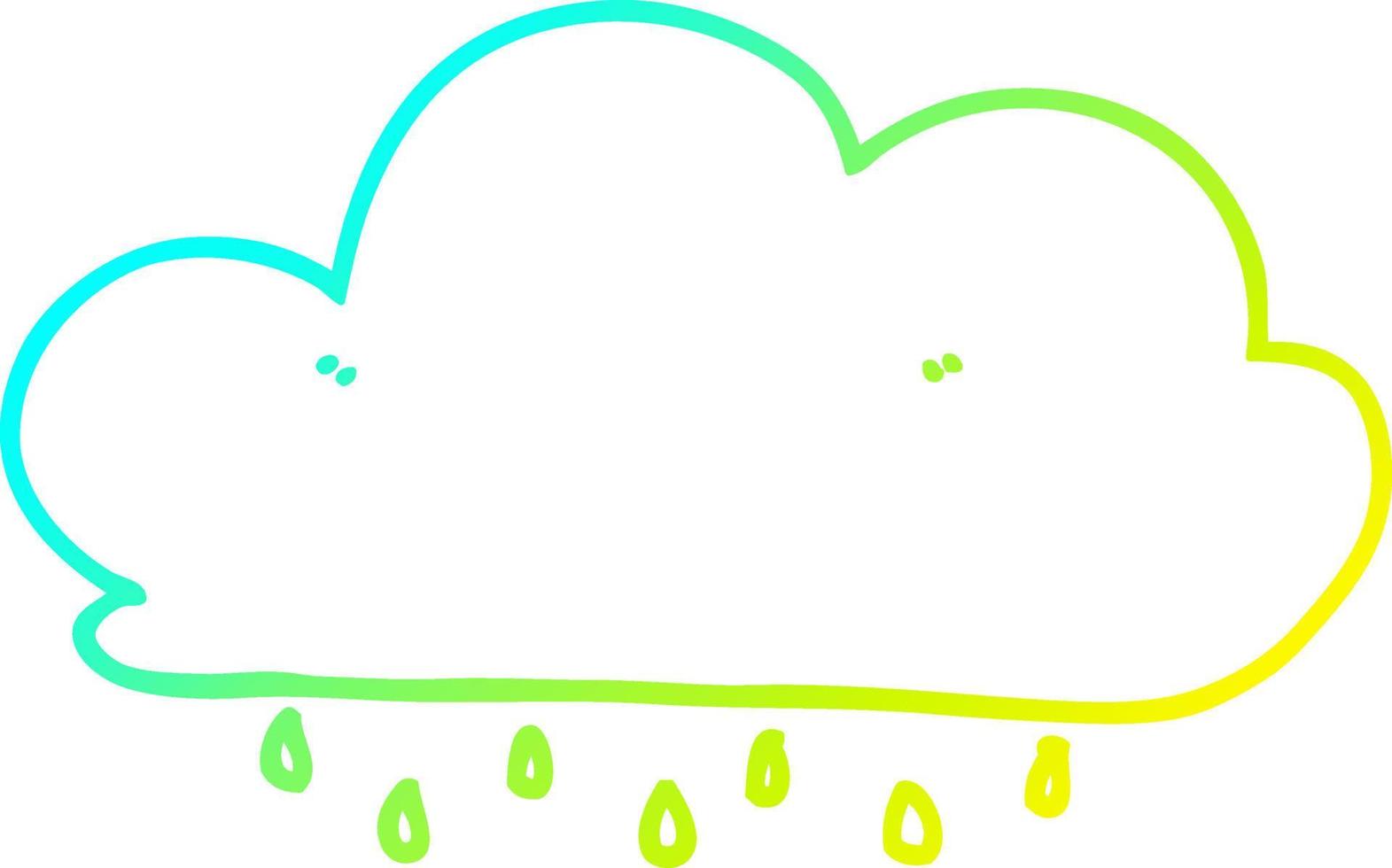 koude gradiënt lijntekening cartoon regenwolk vector