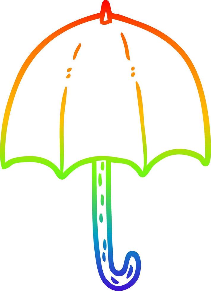 regenbooggradiënt lijntekening open paraplu vector