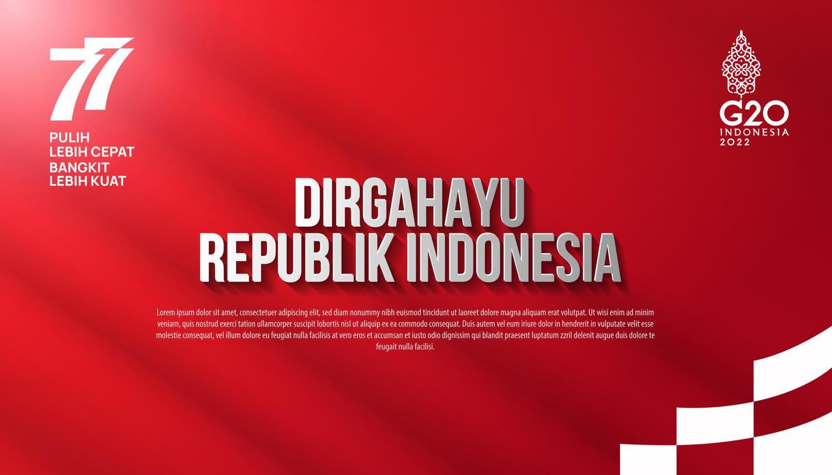 77e Indonesië. onafhankelijkheidsdag van de republiek indonesië. illustratie poster sjabloonontwerp vector