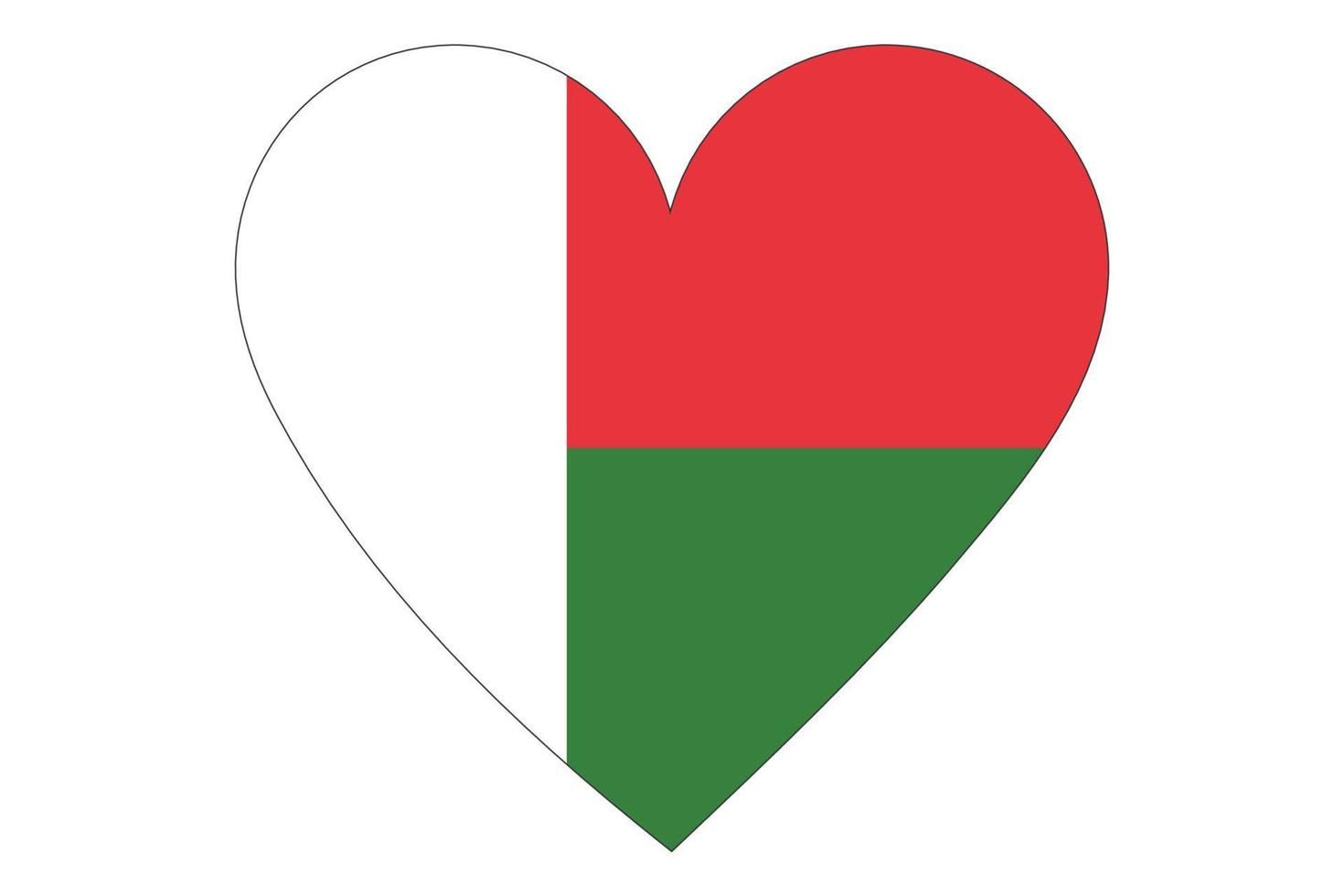 hart vlag vector van Madagaskar op witte achtergrond.