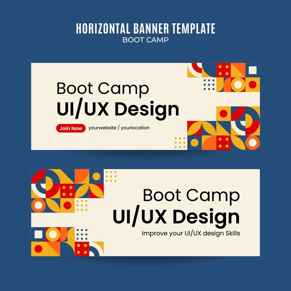 moderne geometrie - bootcamp-webbanner voor horizontale poster, banner, ruimte en achtergrond op sociale media vector