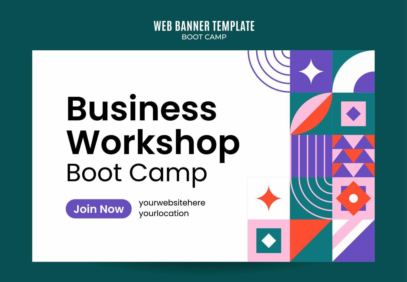 moderne geometrie - bootcamp-webbanner voor poster, banner, ruimte en achtergrond op sociale media vector