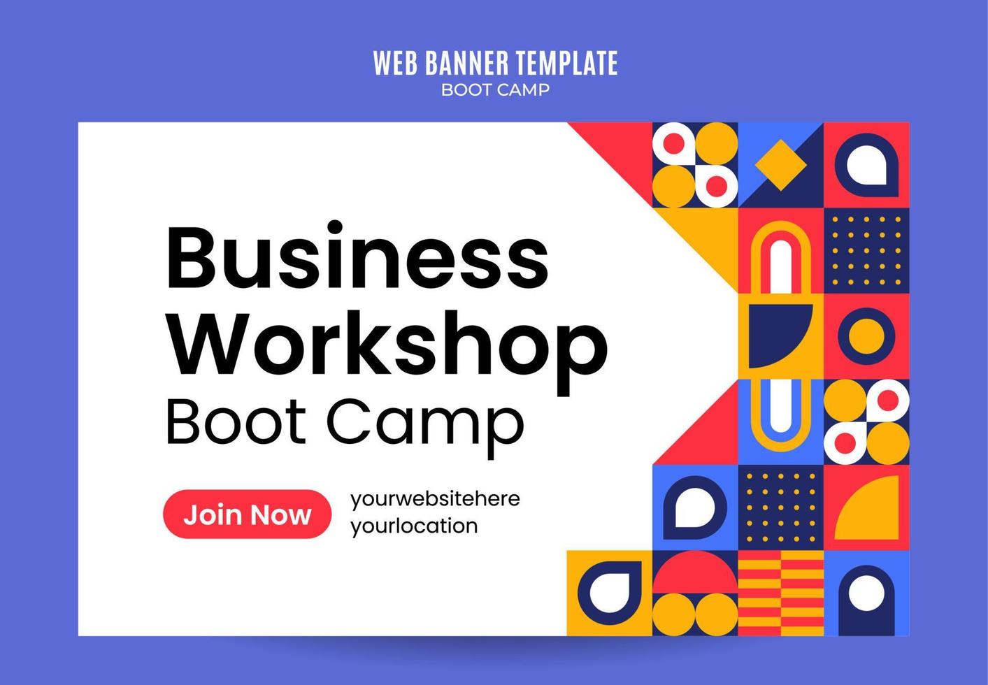 moderne geometrie - bootcamp-webbanner voor poster, banner, ruimte en achtergrond op sociale media vector