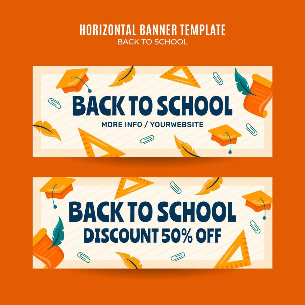 terug naar school webbanner voor sociale media horizontale poster, banner, ruimtegebied en achtergrond vector