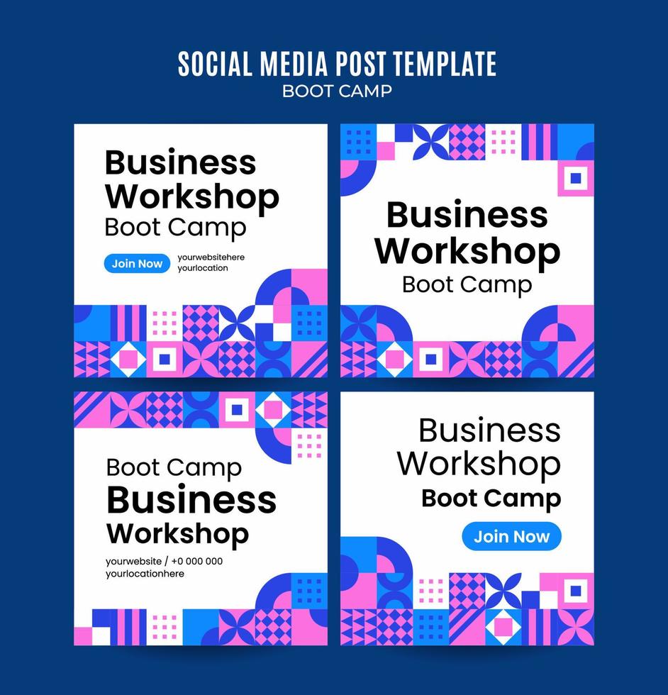 moderne geometrie - bootcamp-webbanner voor sociale media vierkante poster, banner, ruimtegebied en achtergrond vector