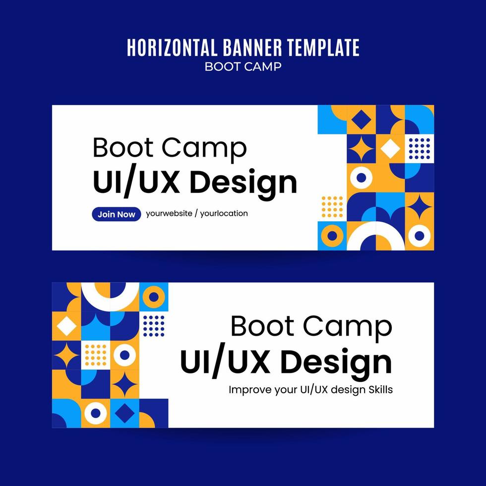 moderne geometrie - bootcamp-webbanner voor horizontale poster, banner, ruimte en achtergrond op sociale media vector