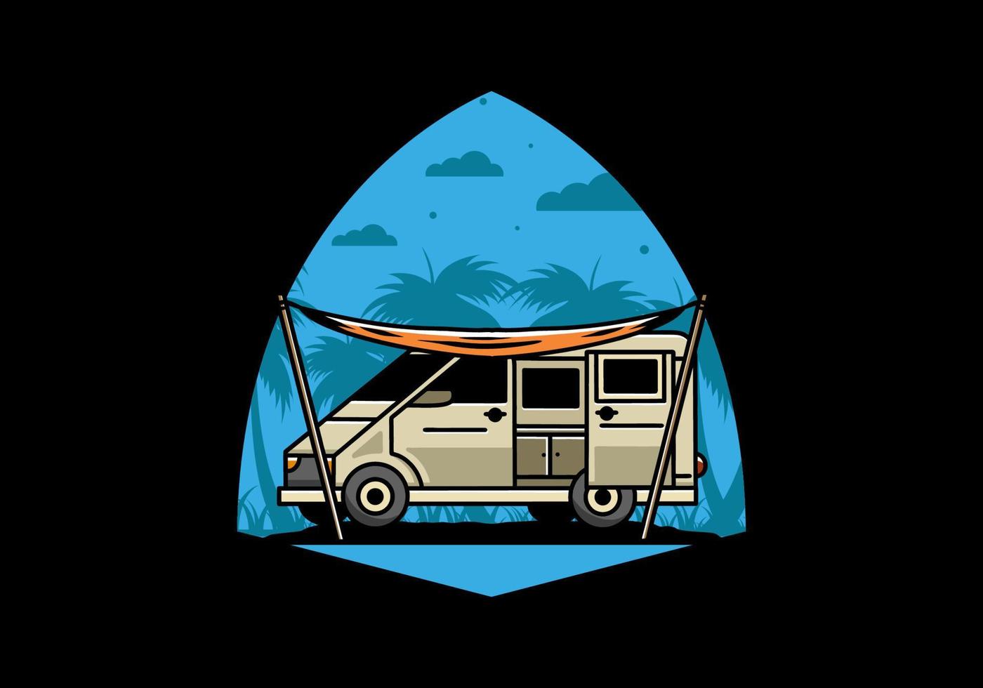 van camper en buitentent illustratie ontwerp vector