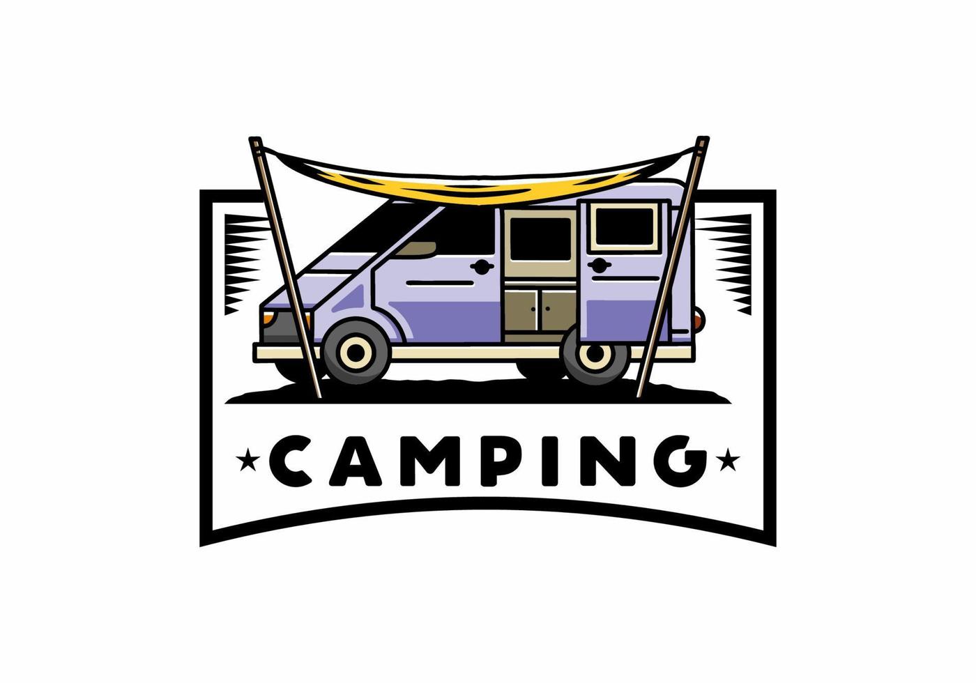 van camper en buitentent illustratie ontwerp vector