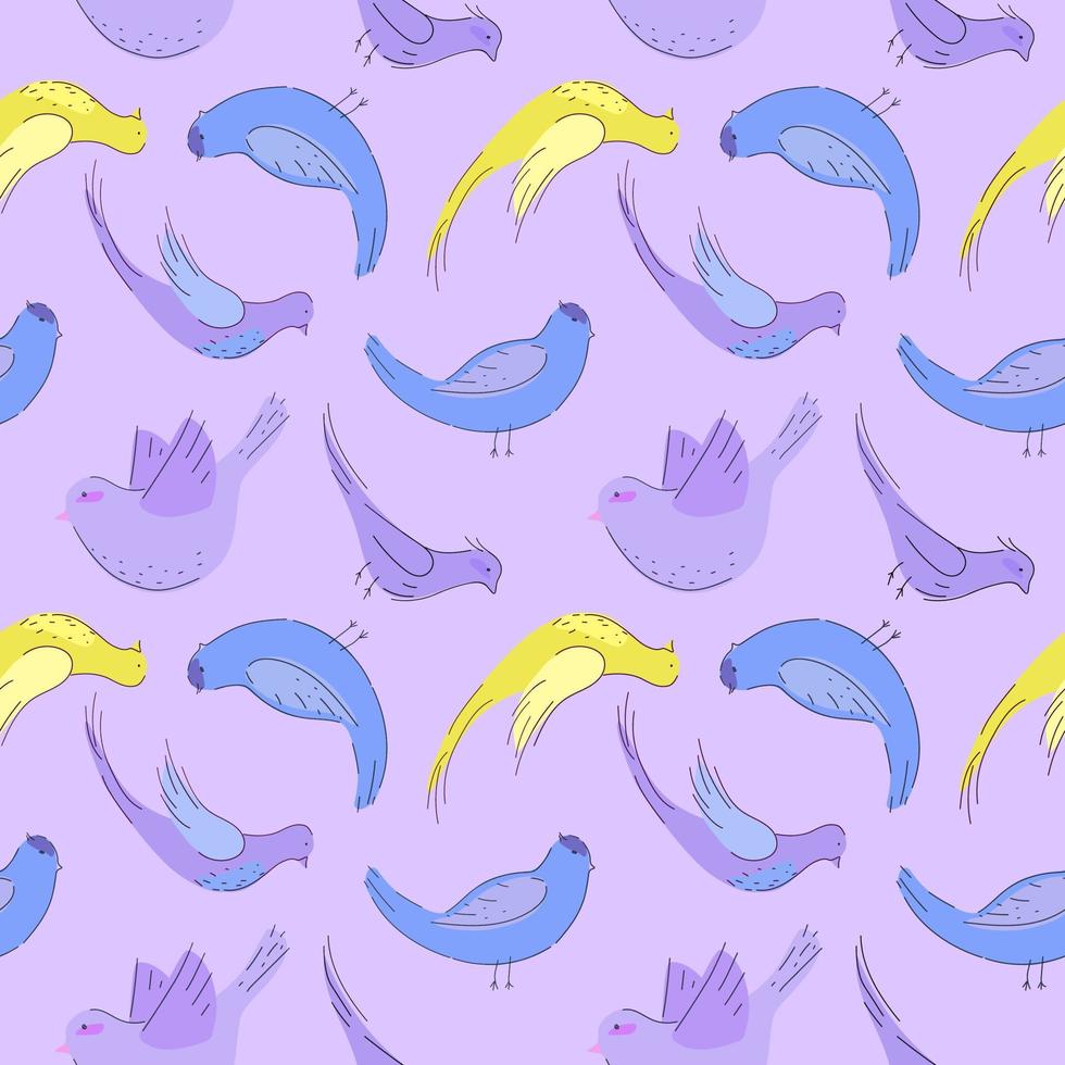 naadloos patroon met vogels in de doodle-stijl vector