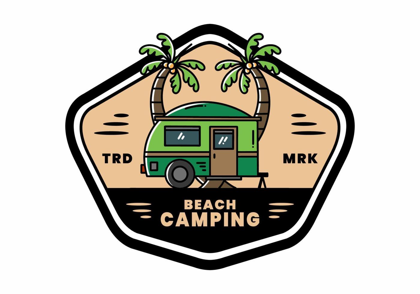 traan camper en kokospalm illustratie ontwerp vector