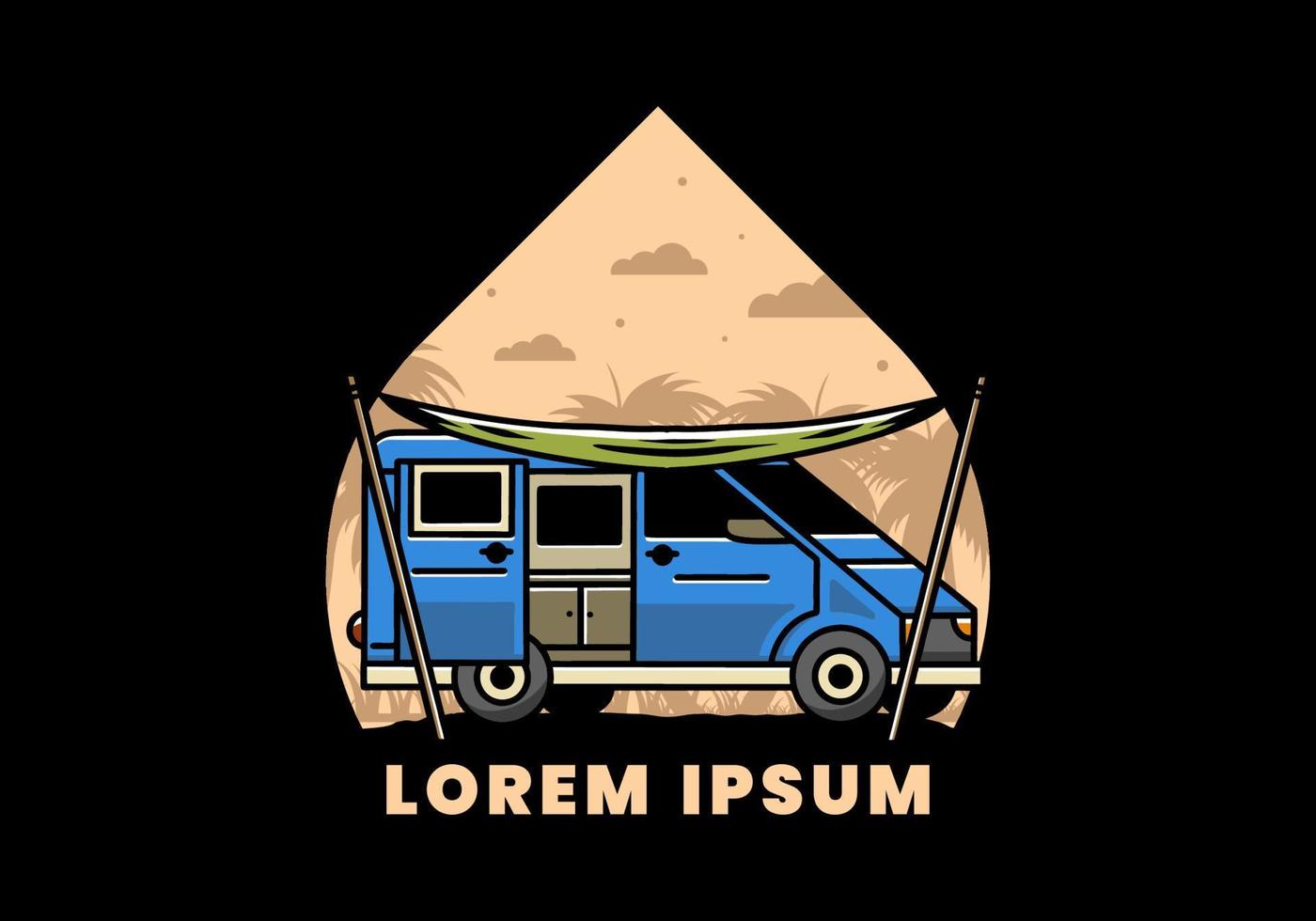 van camper en buitentent illustratie ontwerp vector