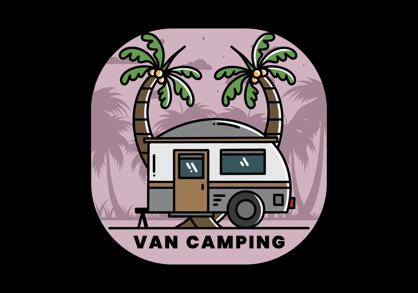 traan camper en kokospalm illustratie ontwerp vector