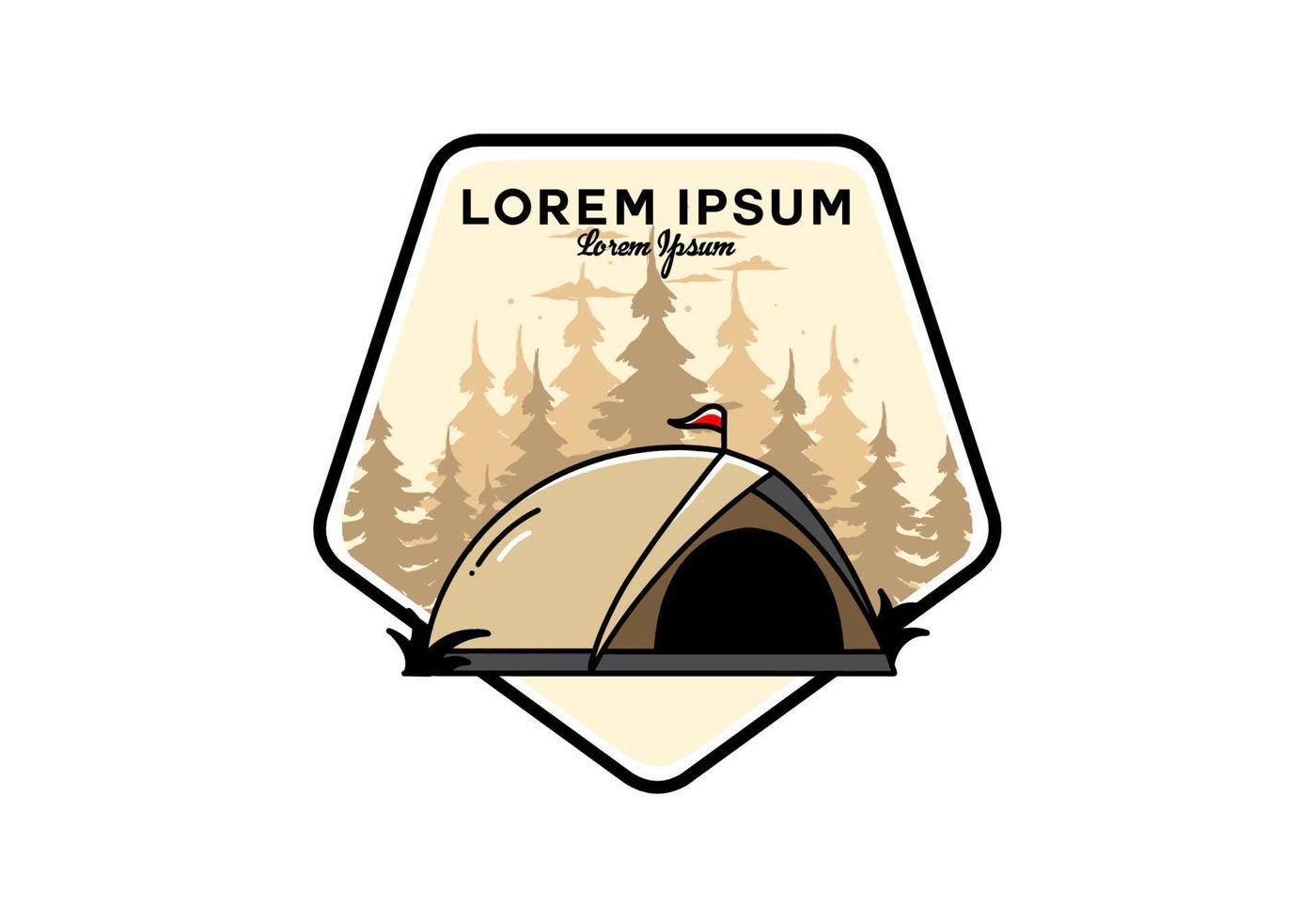 koepeltent camping illustratie badge ontwerp vector