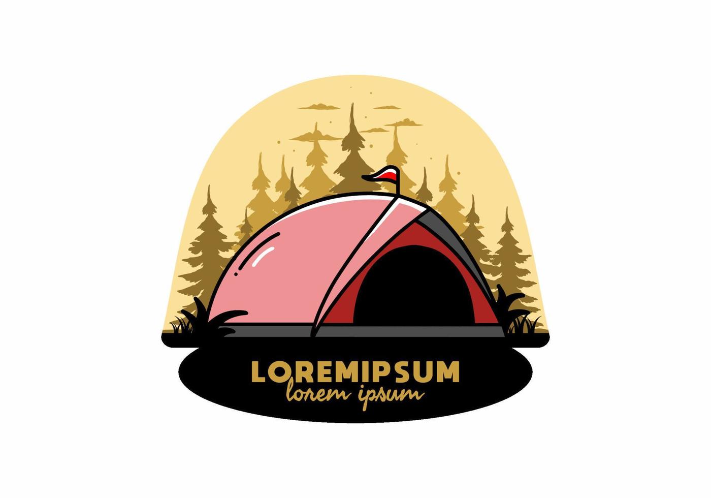 koepeltent camping illustratie badge ontwerp vector