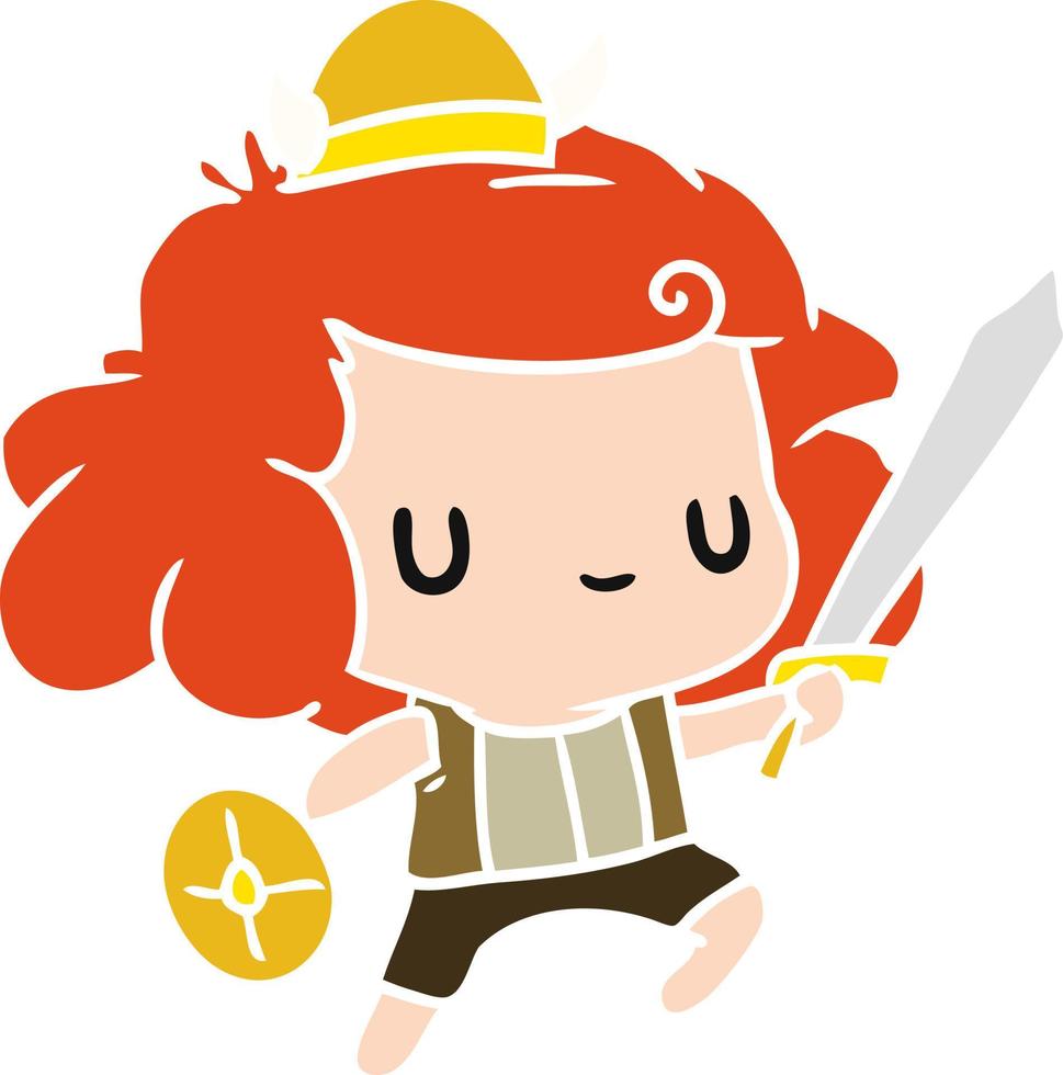 cartoon kawaii schattig viking kind vector