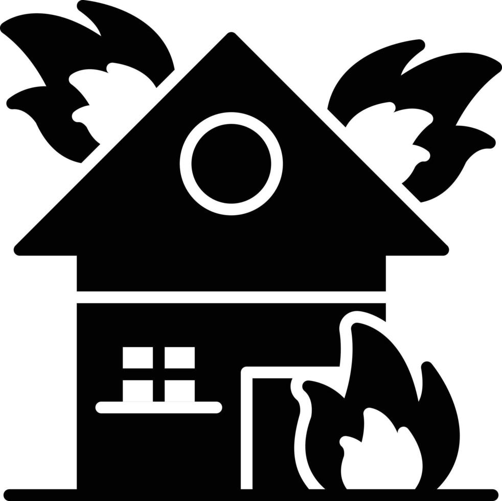 huis in brand glyph icon vector