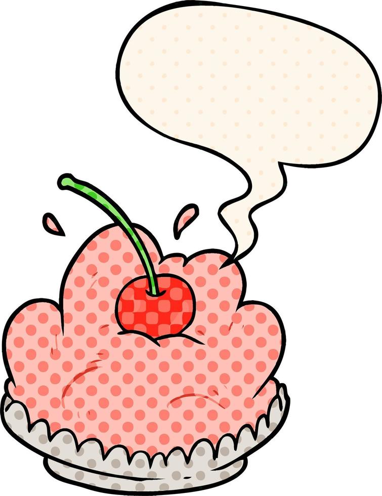 cartoon smakelijk dessert en tekstballon in stripboekstijl vector