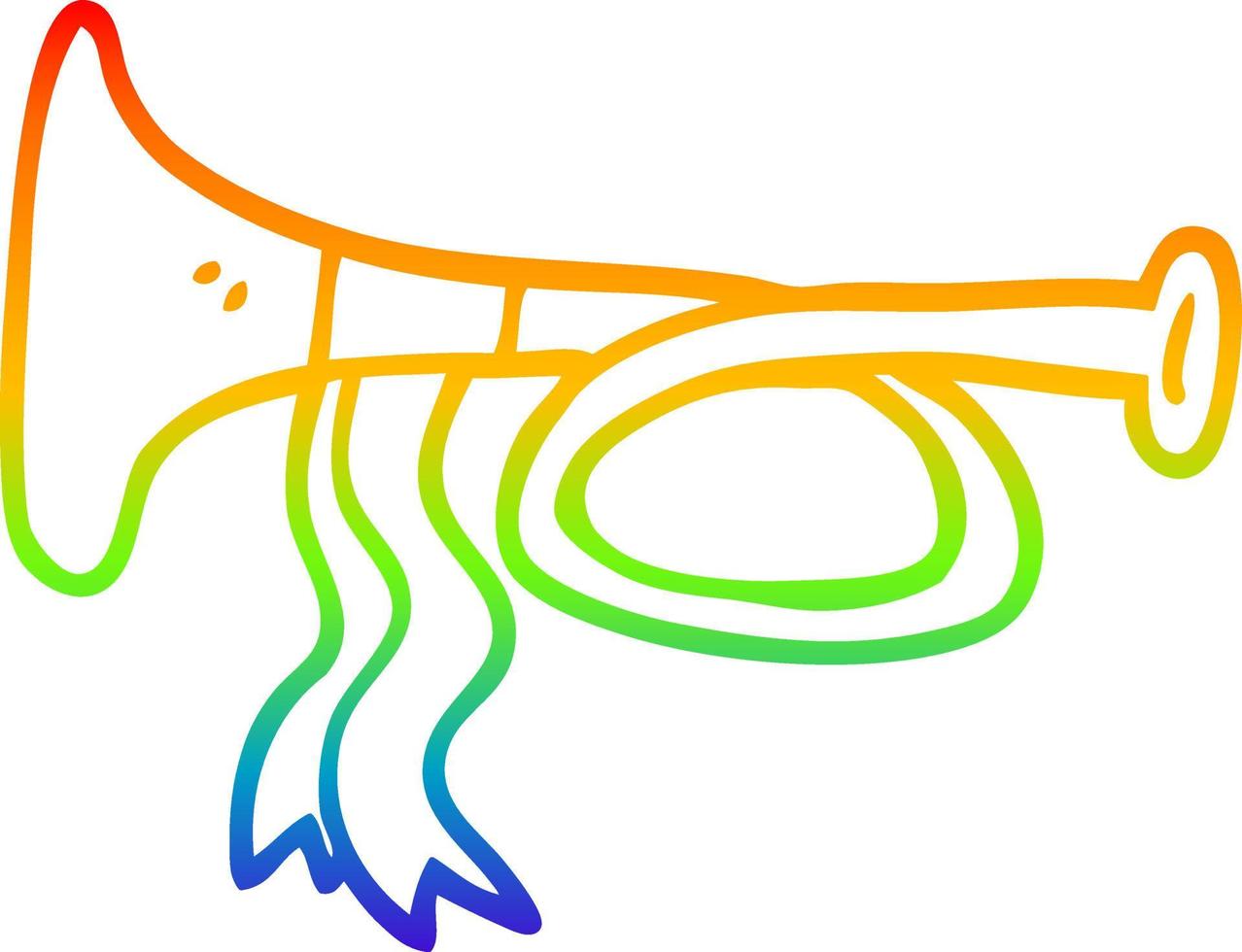 regenbooggradiënt lijntekening cartoon metalen trompet vector