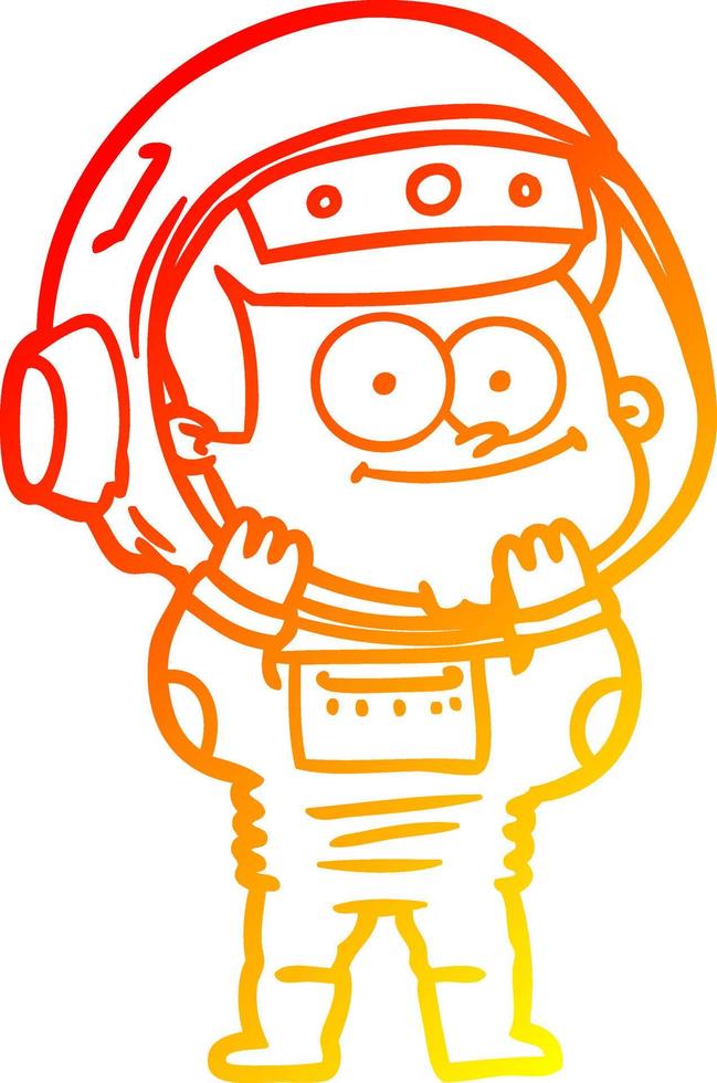 warme gradiënt lijntekening gelukkige astronaut cartoon vector