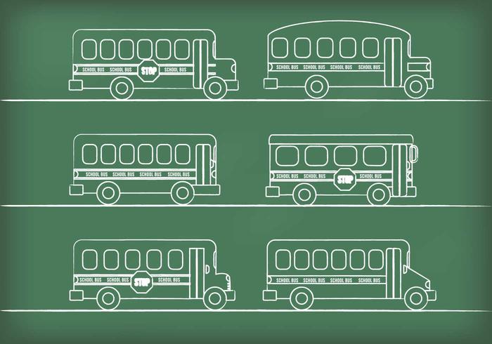 Krijtgetrokken schoolbusvectoren vector