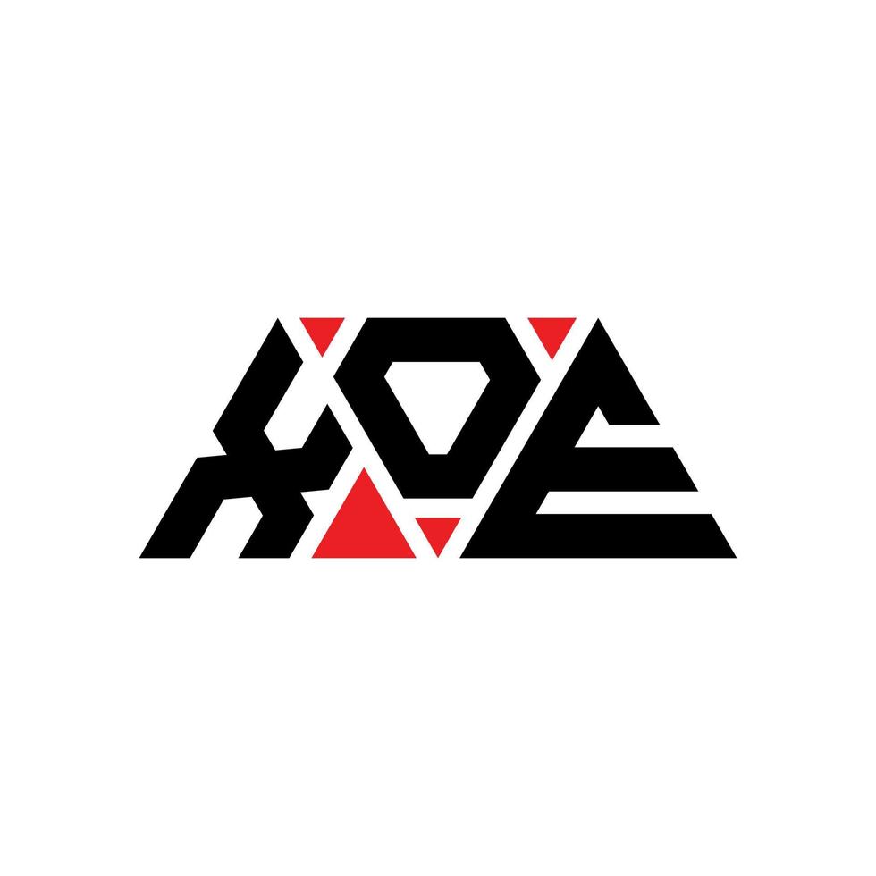 xoe driehoek brief logo ontwerp met driehoekige vorm. xoe driehoek logo ontwerp monogram. xoe driehoek vector logo sjabloon met rode kleur. xoe driehoekig logo eenvoudig, elegant en luxueus logo. xoe