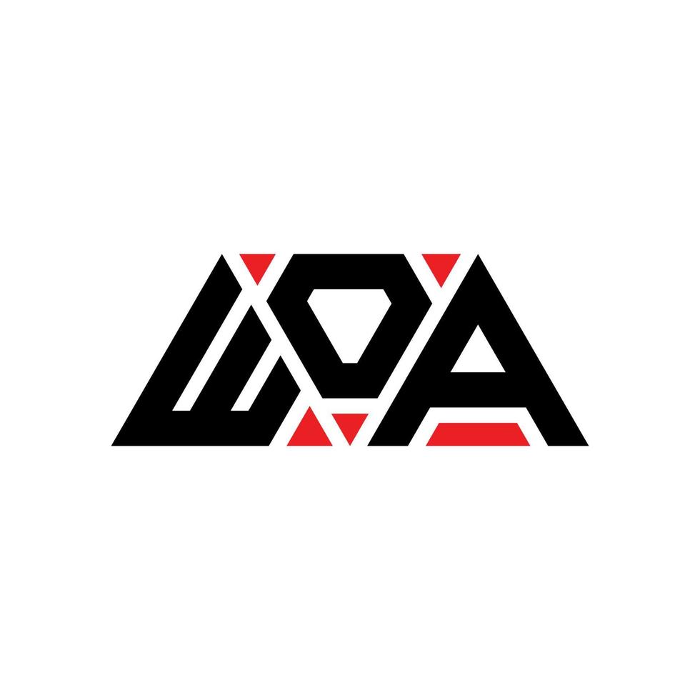 woa driehoek letter logo ontwerp met driehoekige vorm. woa driehoek logo ontwerp monogram. woa driehoek vector logo sjabloon met rode kleur. woa driehoekig logo eenvoudig, elegant en luxueus logo. woa