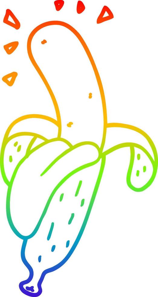 regenbooggradiënt lijntekening cartoon banaan vector