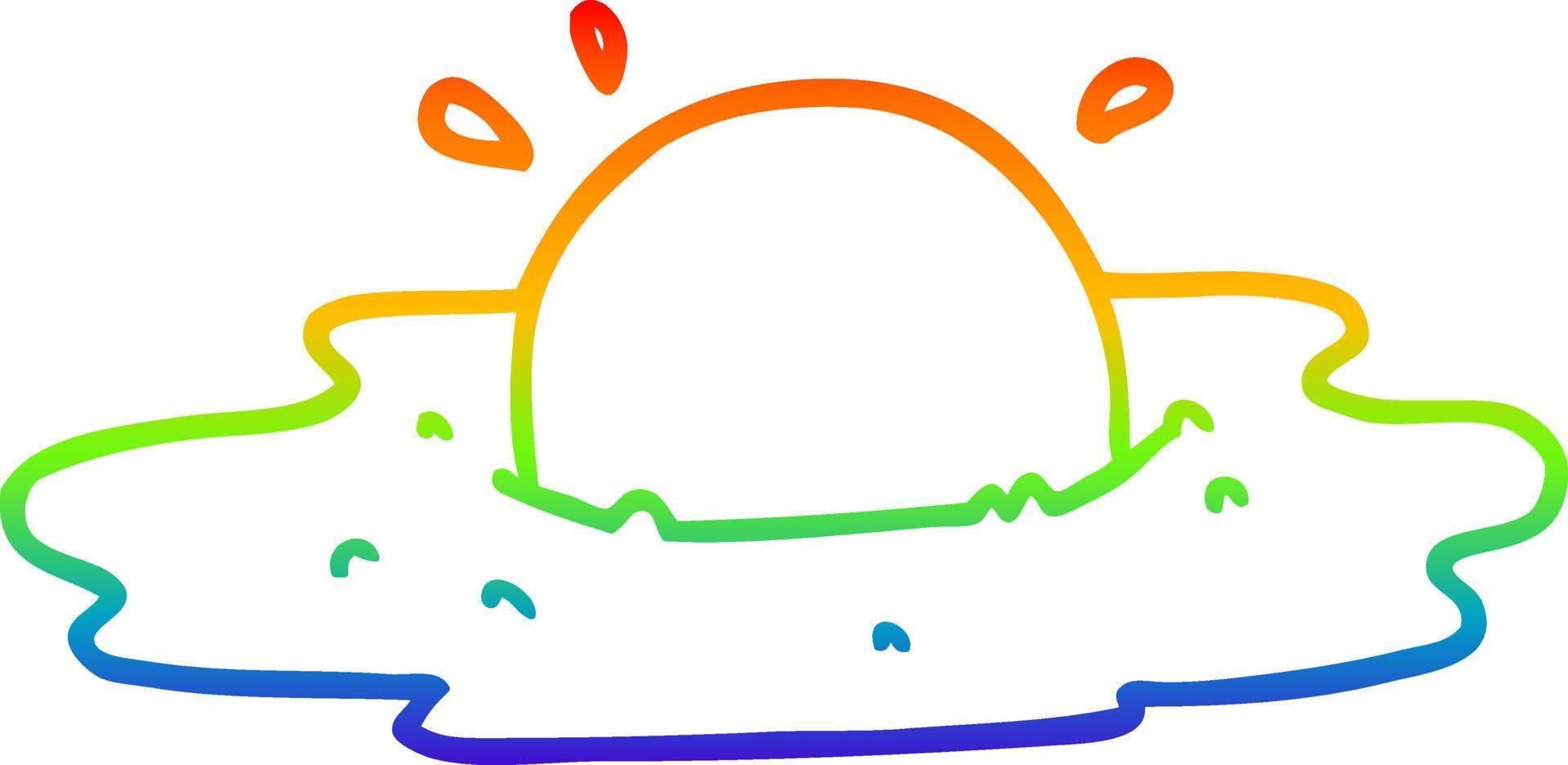 regenbooggradiënt lijntekening cartoon gebakken ei vector