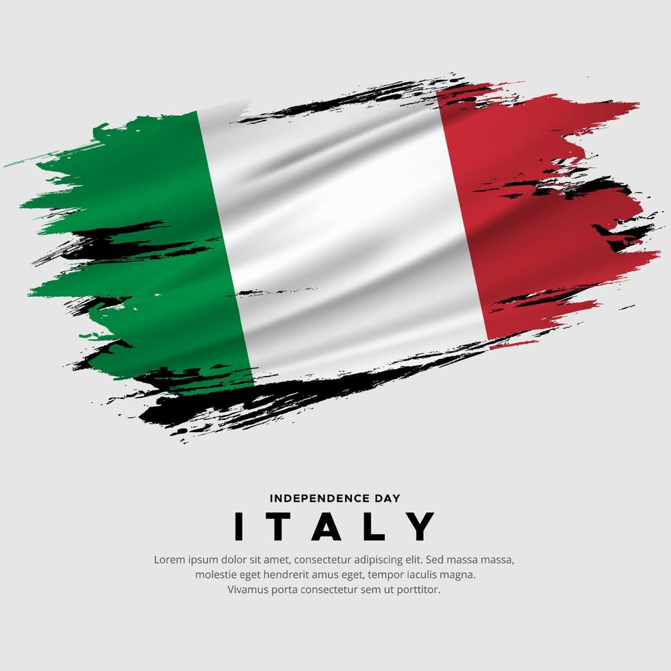 nieuw ontwerp van de vector van de onafhankelijkheidsdag van Italië. vlag van italië met abstracte borstel vector