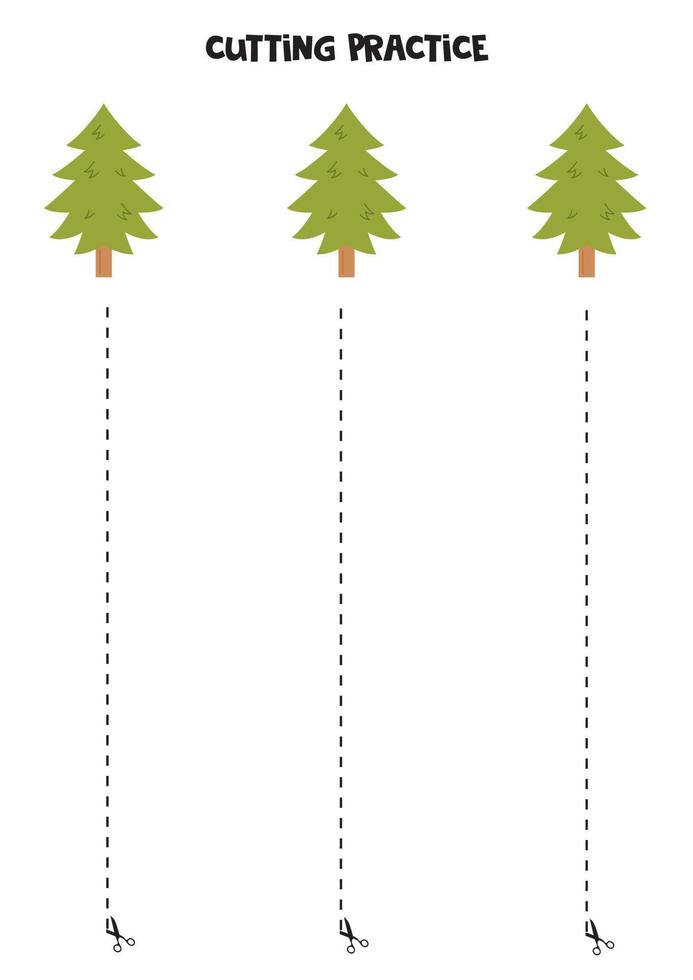 knipoefening voor kinderen met groene den. vector