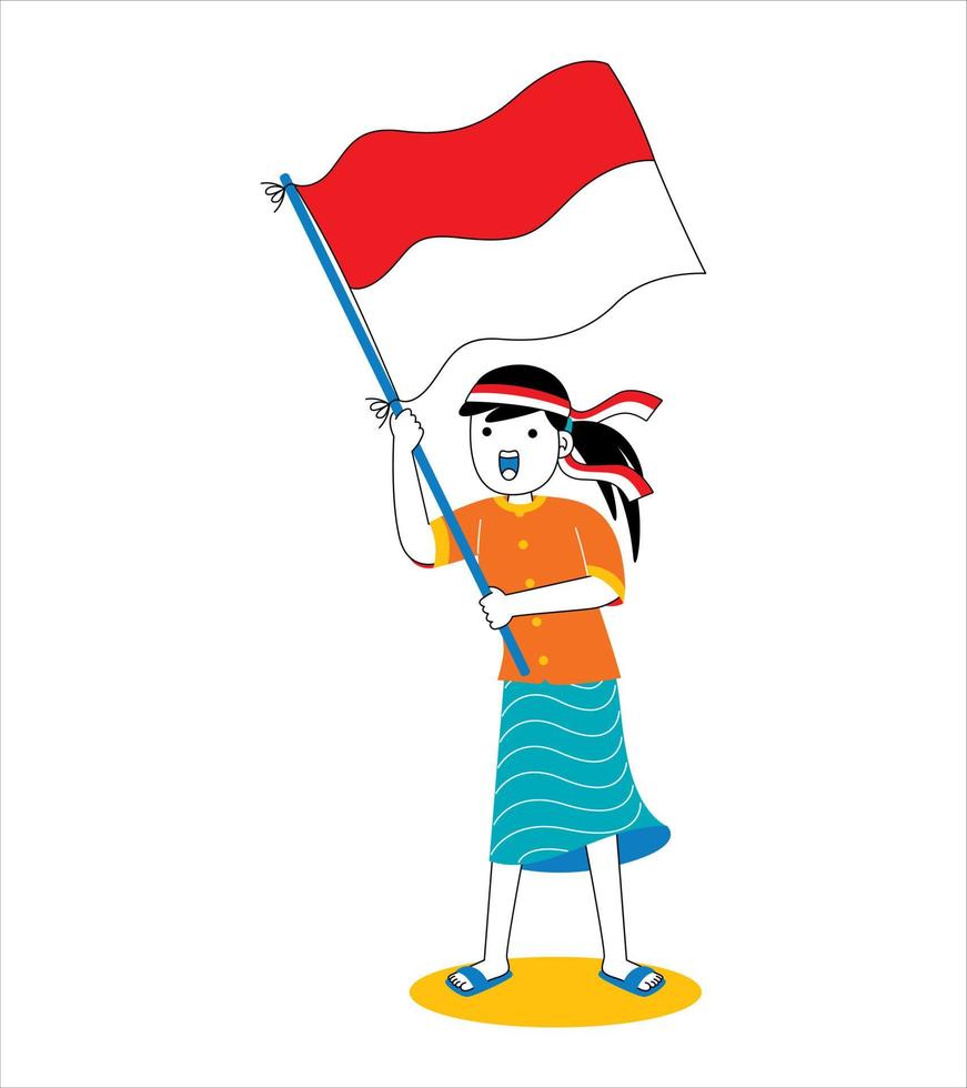 vrouw viert de onafhankelijkheidsdag van Indonesië vector