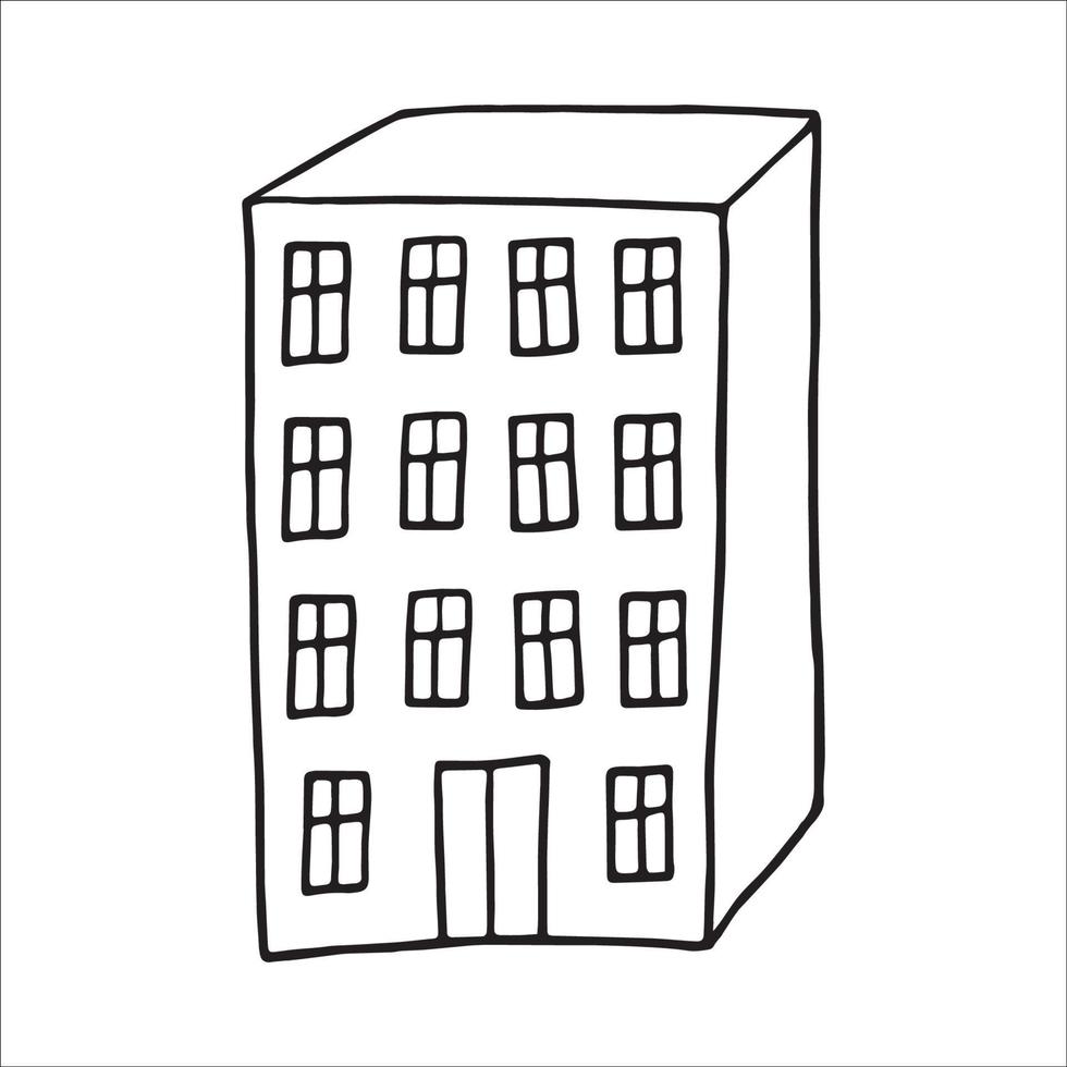 huis met meerdere verdiepingen doodle vector