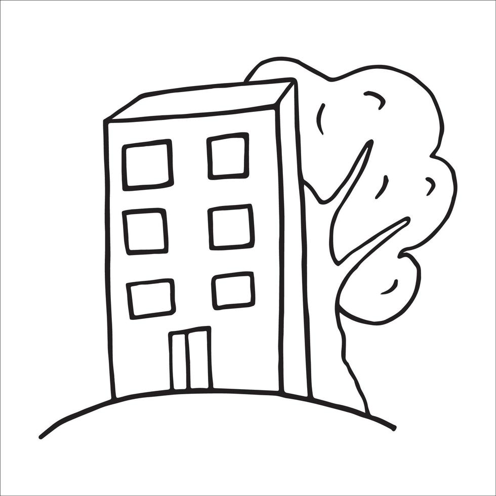 huis met meerdere verdiepingen doodle vector