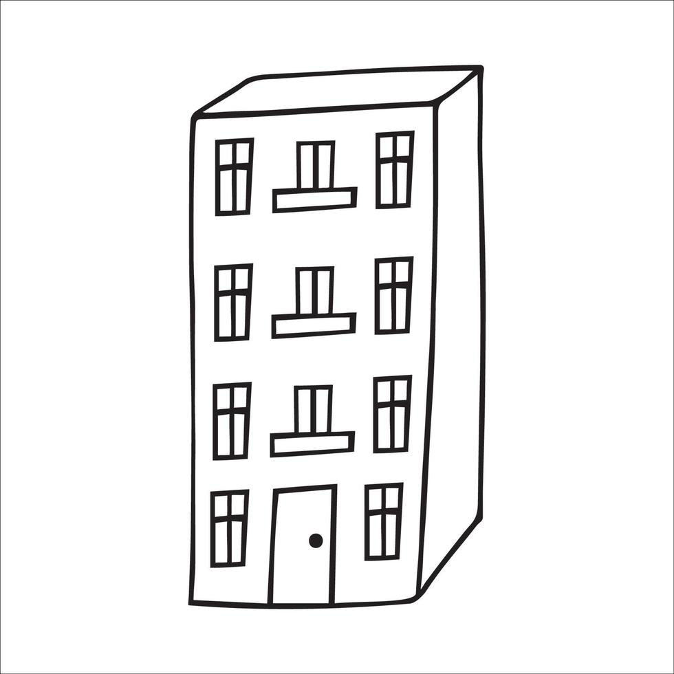 huis met meerdere verdiepingen doodle vector