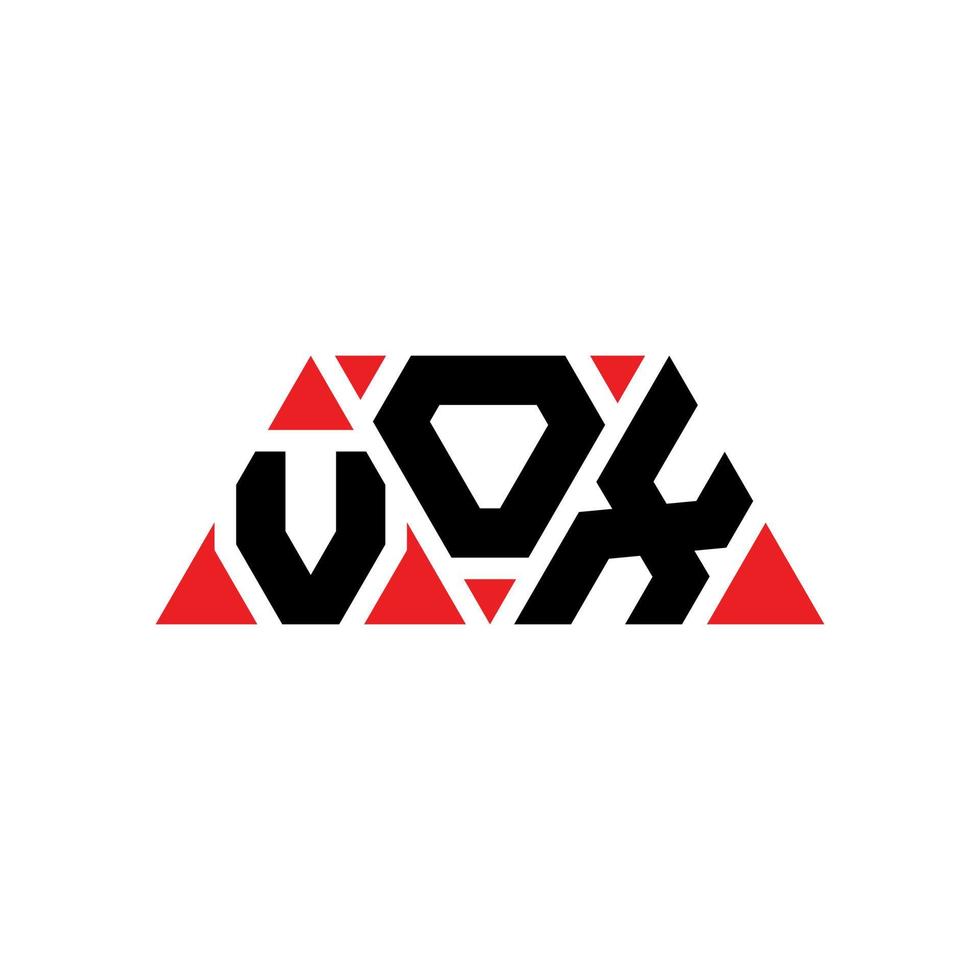 vox driehoek brief logo ontwerp met driehoekige vorm. vox driehoek logo ontwerp monogram. vox driehoek vector logo sjabloon met rode kleur. vox driehoekig logo eenvoudig, elegant en luxueus logo. vox