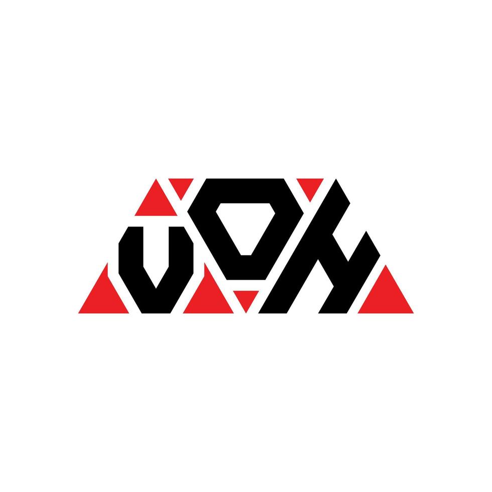 voh driehoek brief logo ontwerp met driehoekige vorm. voh driehoek logo ontwerp monogram. voh driehoek vector logo sjabloon met rode kleur. voh driehoekig logo eenvoudig, elegant en luxueus logo. voh