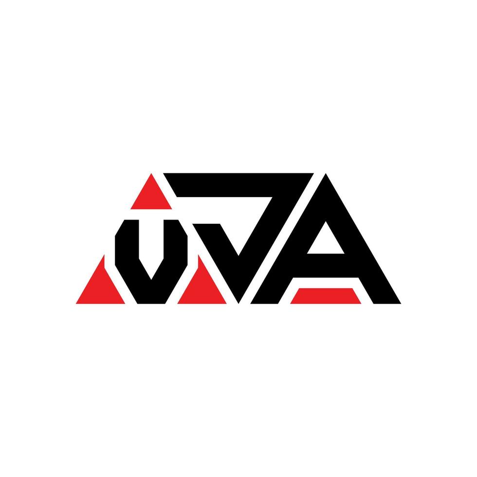 vja driehoek brief logo ontwerp met driehoekige vorm. vja driehoek logo ontwerp monogram. vja driehoek vector logo sjabloon met rode kleur. vja driehoekig logo eenvoudig, elegant en luxueus logo. vja