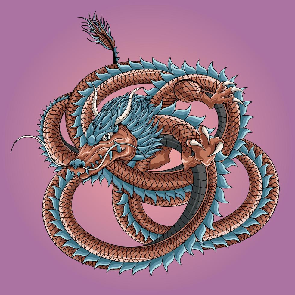 illustratie van draak gedetailleerd ontwerp vector