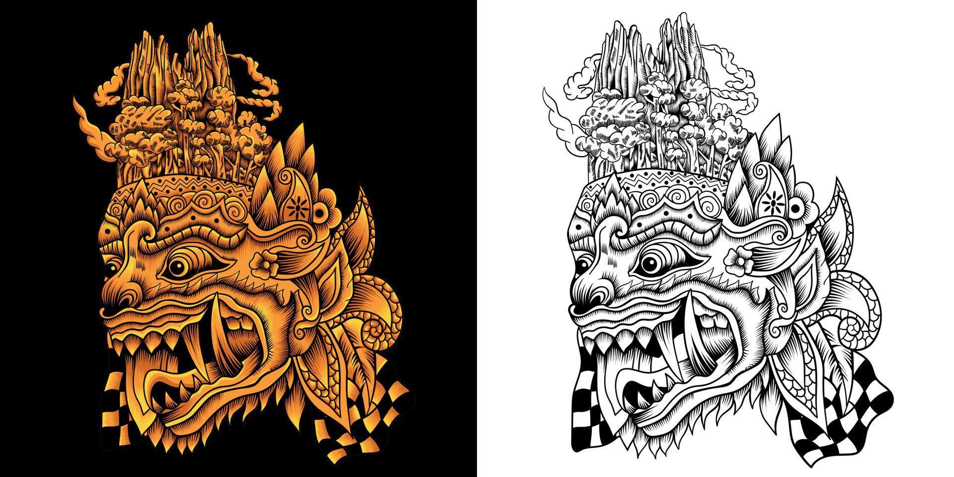 barong balinese masker illustratie vector