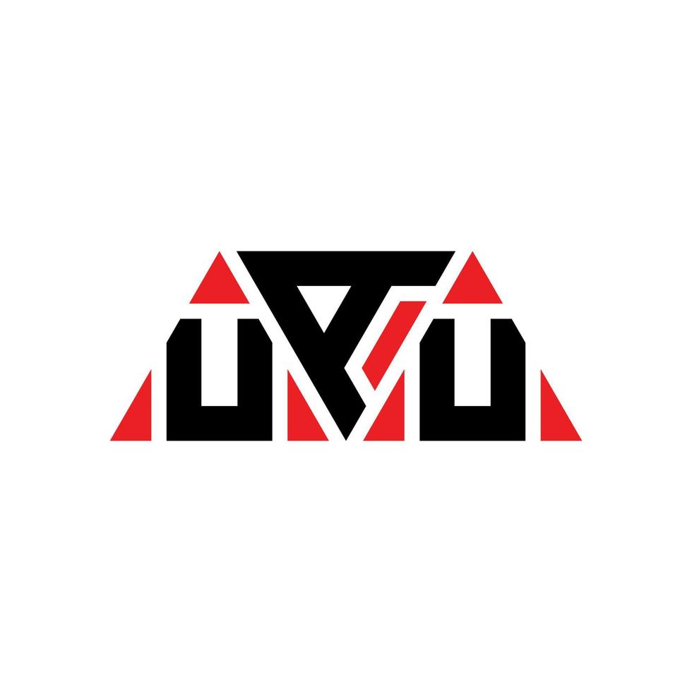 uau driehoek brief logo ontwerp met driehoekige vorm. uau driehoek logo ontwerp monogram. uau driehoek vector logo sjabloon met rode kleur. uau driehoekig logo eenvoudig, elegant en luxueus logo. uau