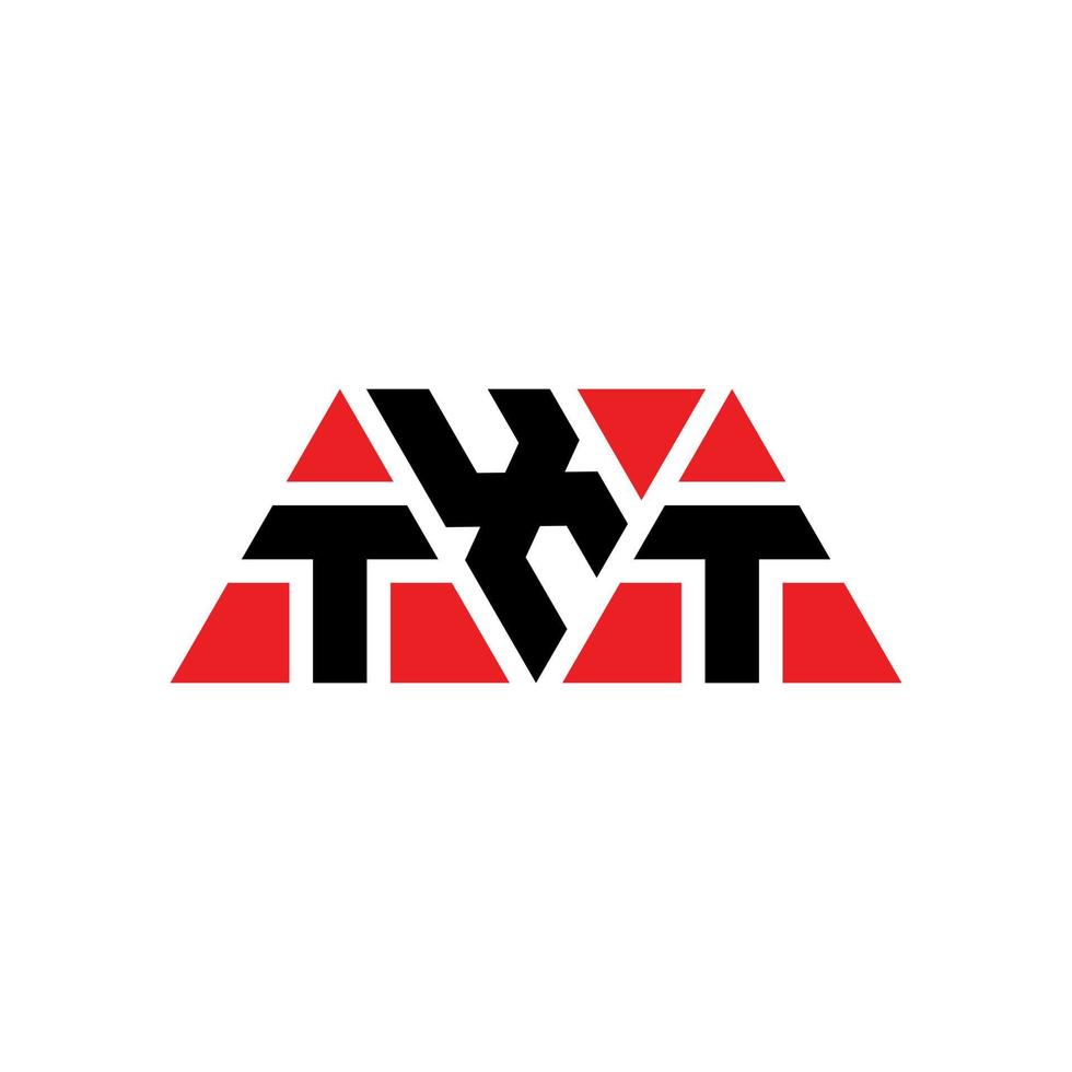 txt driehoek brief logo ontwerp met driehoekige vorm. txt driehoek logo ontwerp monogram. txt driehoek vector logo sjabloon met rode kleur. txt driehoekig logo eenvoudig, elegant en luxueus logo. tekst