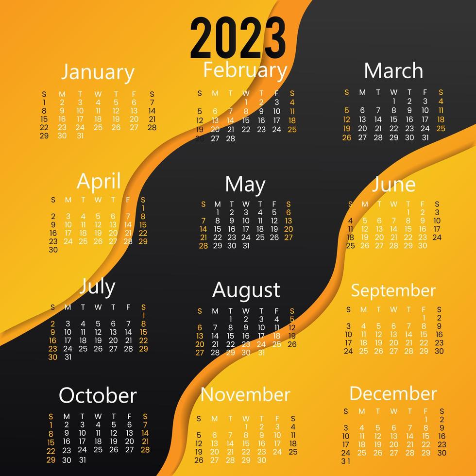 jaarkalender 2023 sjabloonontwerp vector